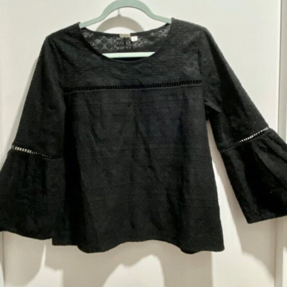 (3) Gap Whimsigoth Goth Grunge Cottage Boho Embr. Crochet Cotton Blouse Top M